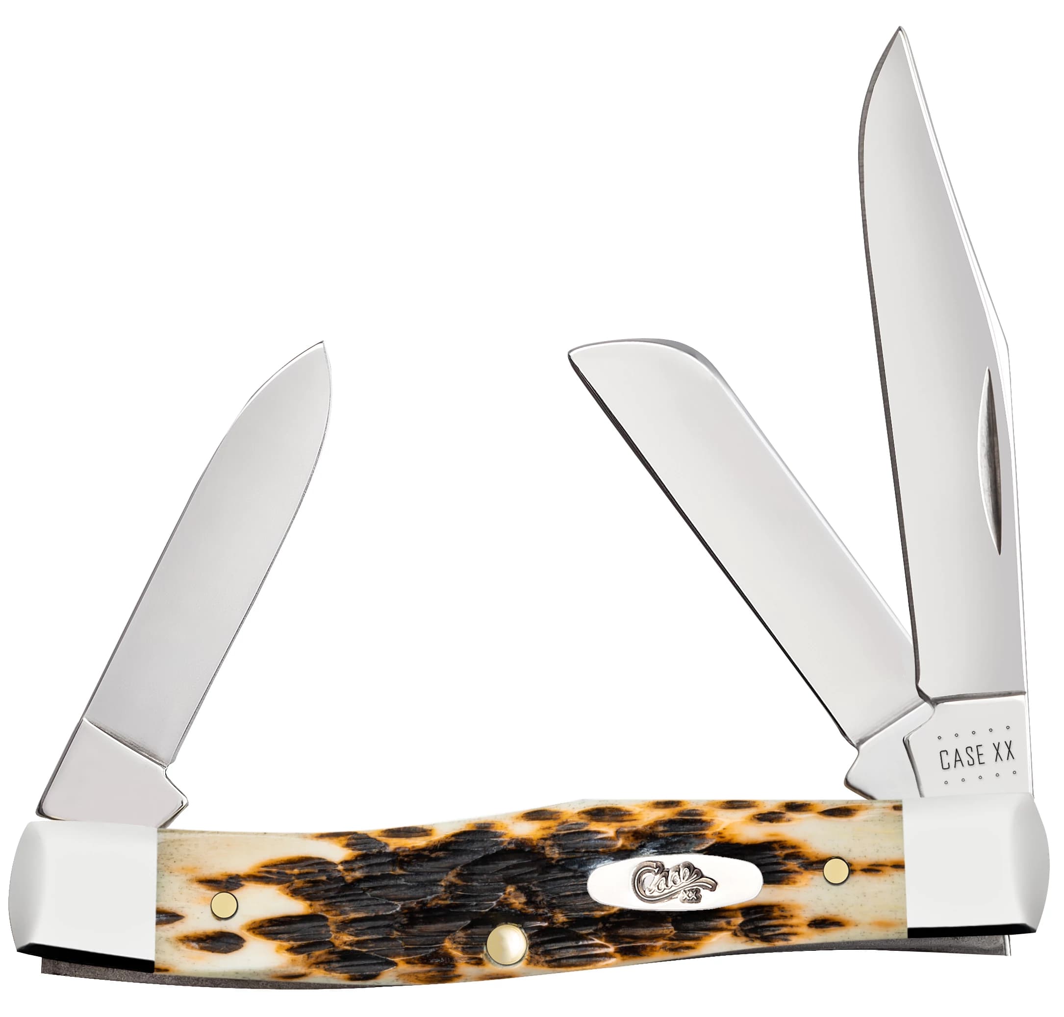 Peach Seed Jig Amber Bone CS Medium Stockman with Pen Blade 00079